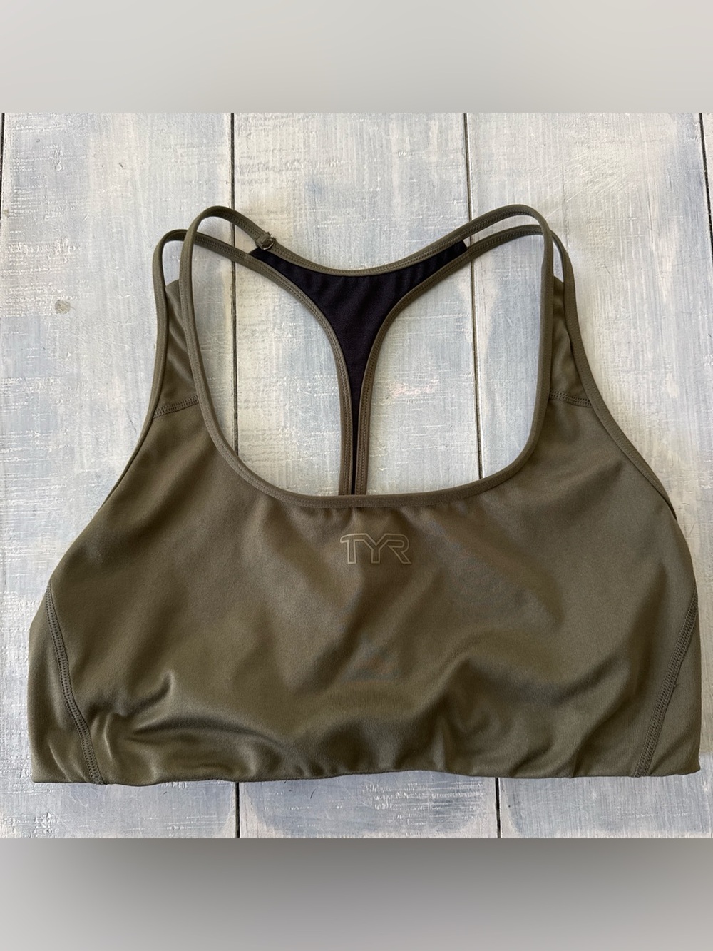 TYR Olive Green and Black Racerback Sports Bra